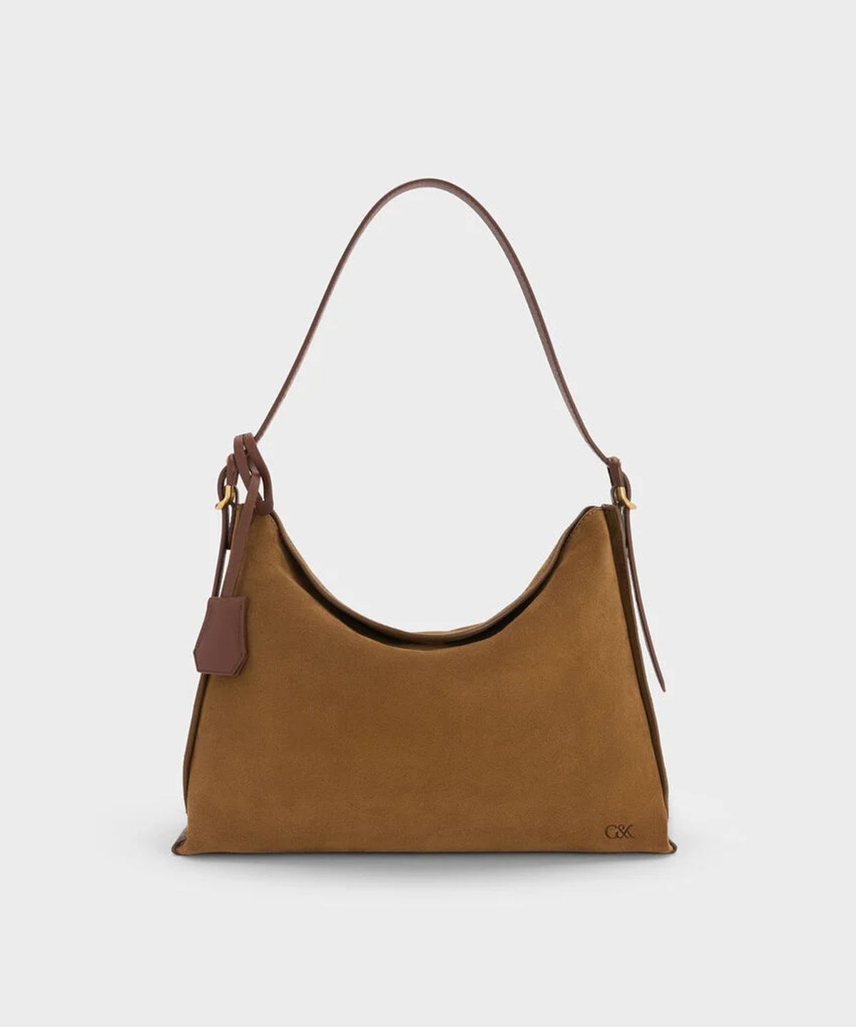 찰스앤키스(CHARLES & KEITH) 라지 레더 & 스웨이드 탑 플랩 호보백 SL2-40782922-1