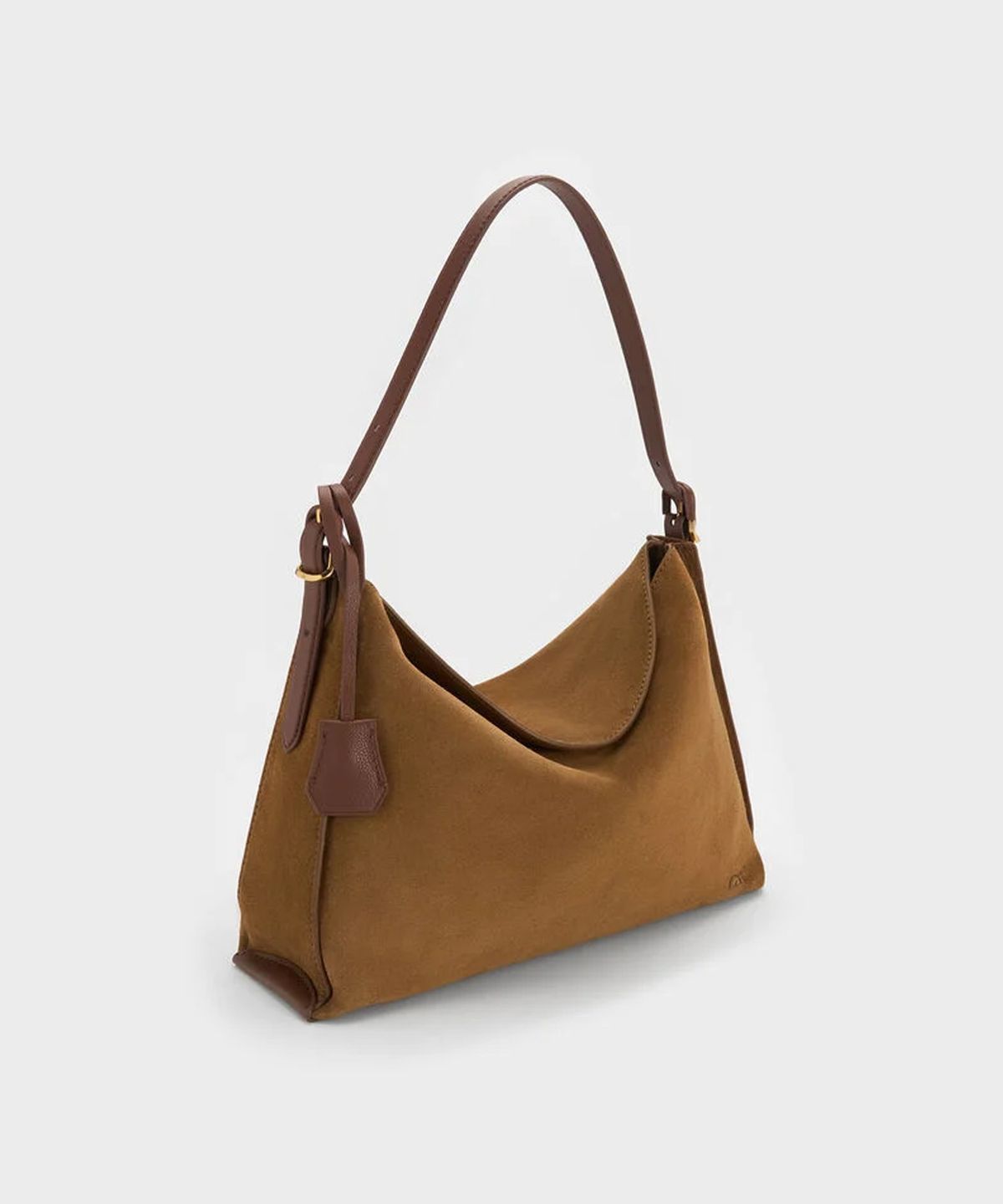 찰스앤키스(CHARLES & KEITH) 라지 레더 & 스웨이드 탑 플랩 호보백 SL2-40782922-1