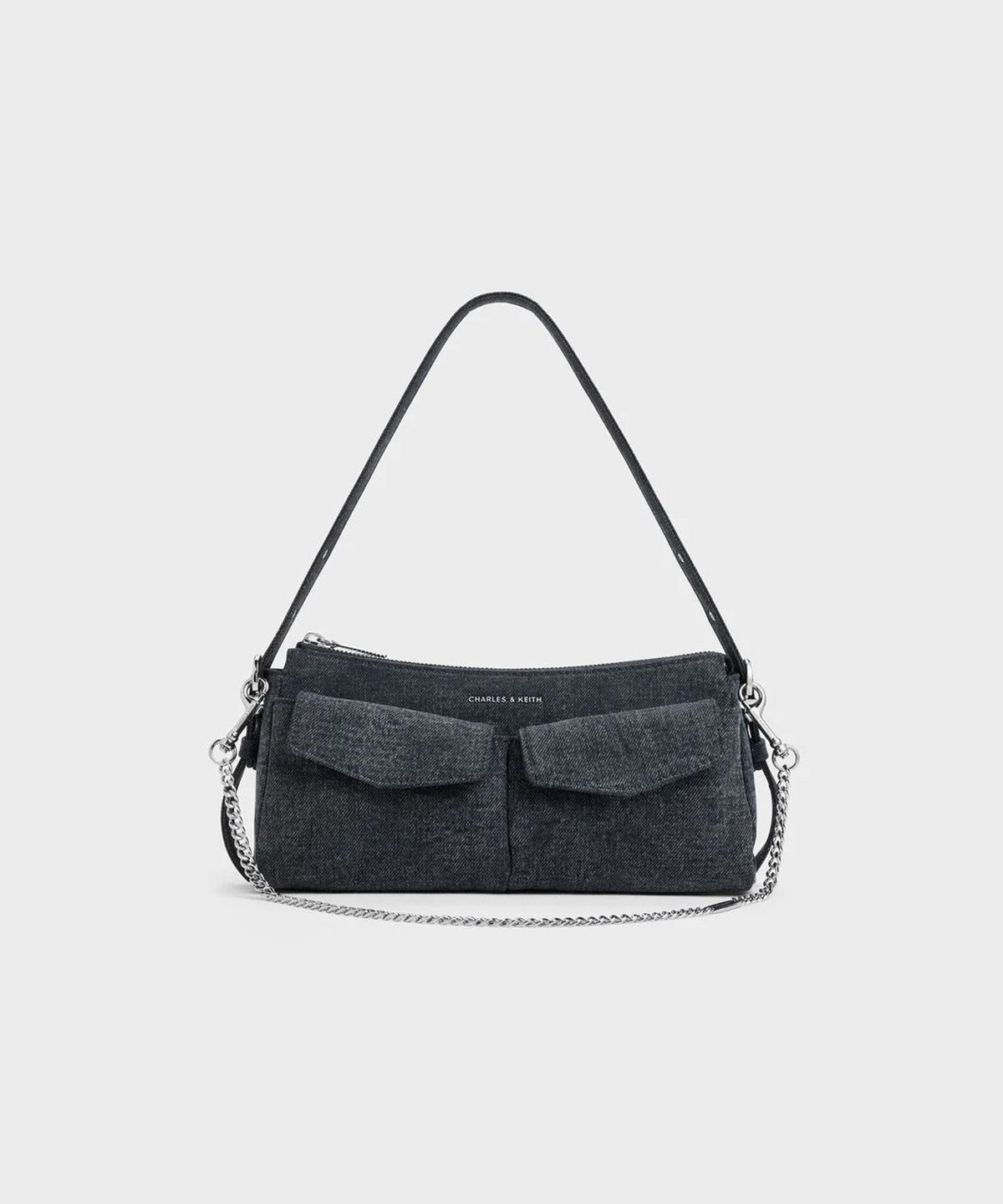 찰스앤키스(CHARLES & KEITH) 레이첼 데님 프론트 포켓 체인 숄더백 CK2-20160191-A