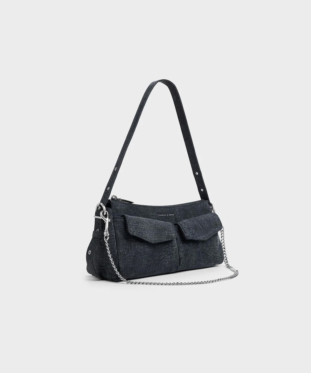 찰스앤키스(CHARLES & KEITH) 레이첼 데님 프론트 포켓 체인 숄더백 CK2-20160191-A