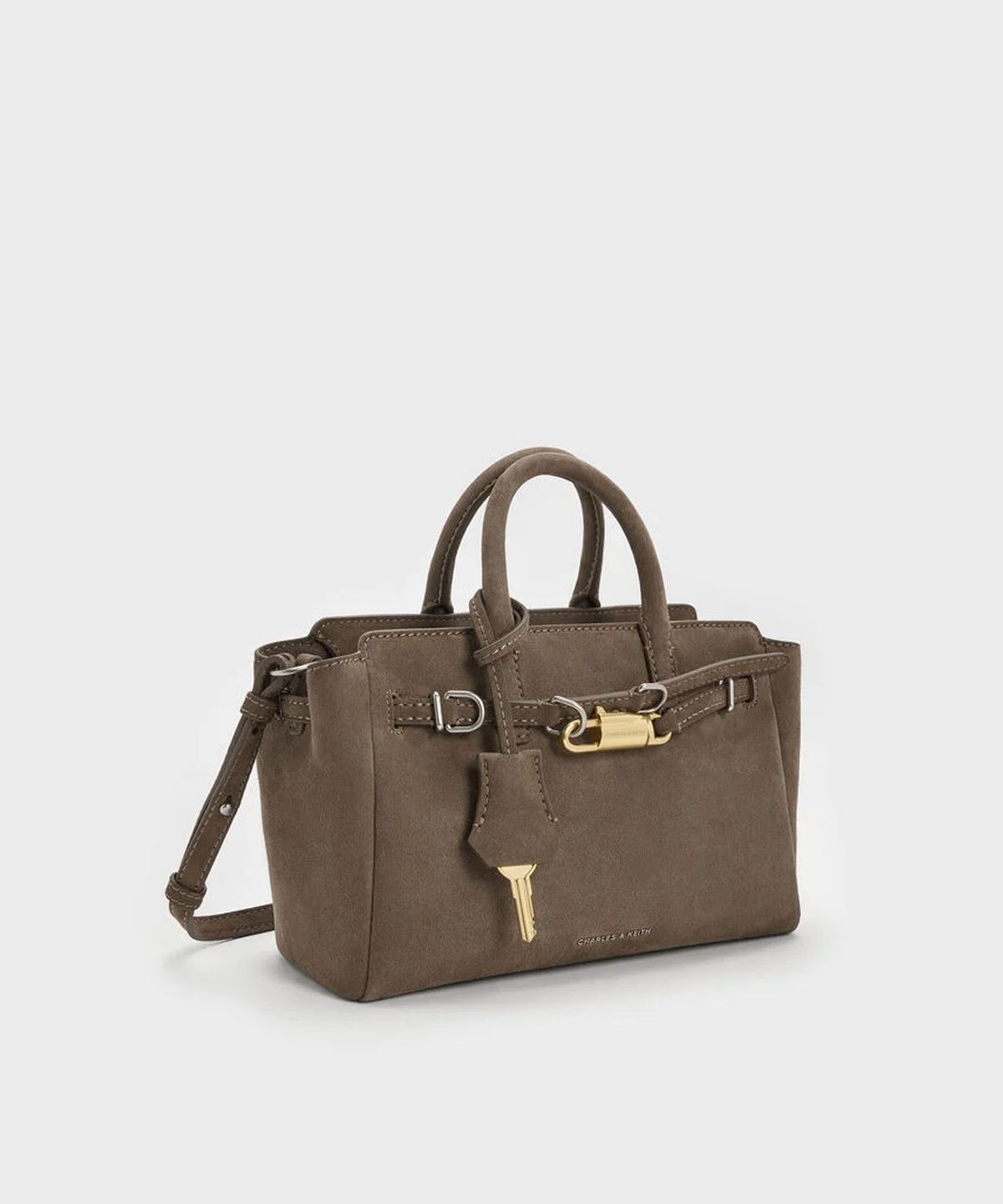 찰스앤키스(CHARLES & KEITH) 미니 델피나 벨티드 토트백 스톤 그레이 CK2-30271702-2