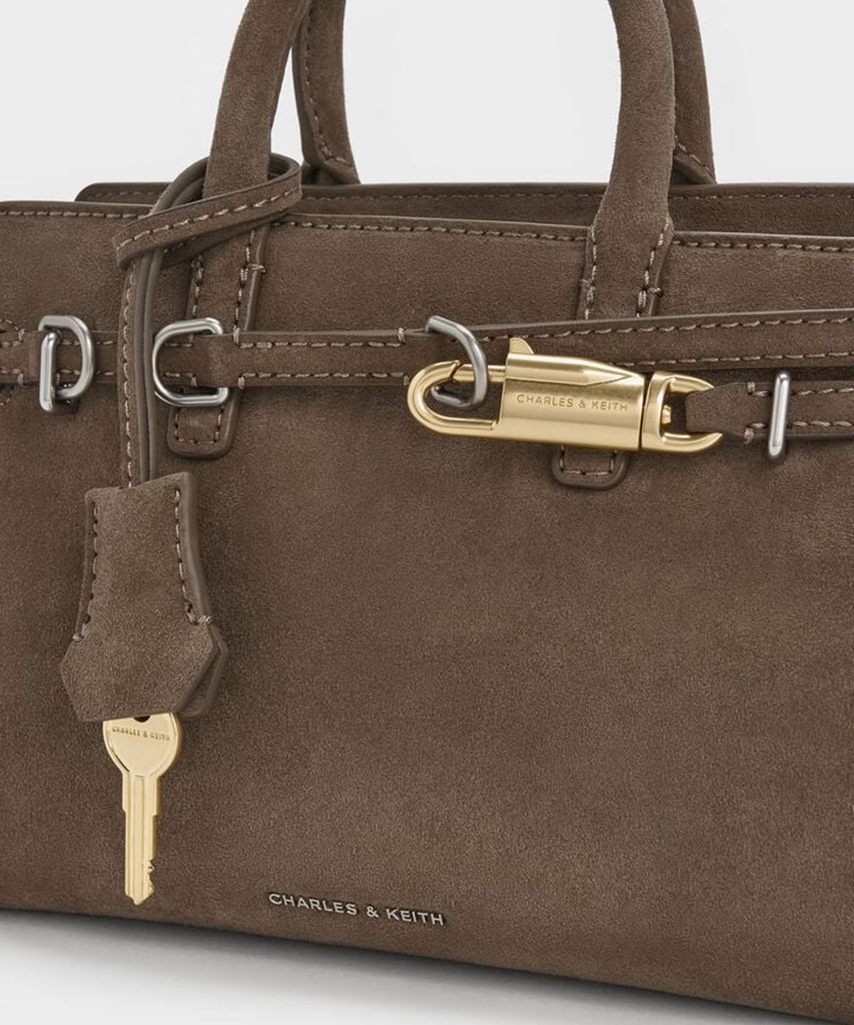 찰스앤키스(CHARLES & KEITH) 미니 델피나 벨티드 토트백 스톤 그레이 CK2-30271702-2