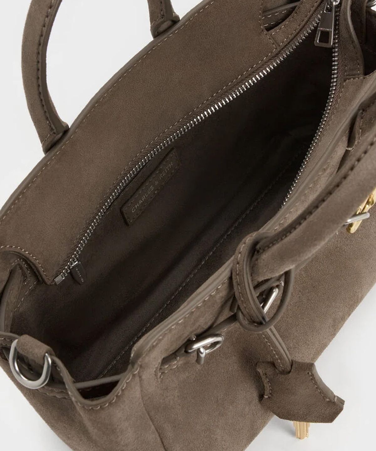 찰스앤키스(CHARLES & KEITH) 미니 델피나 벨티드 토트백 스톤 그레이 CK2-30271702-2
