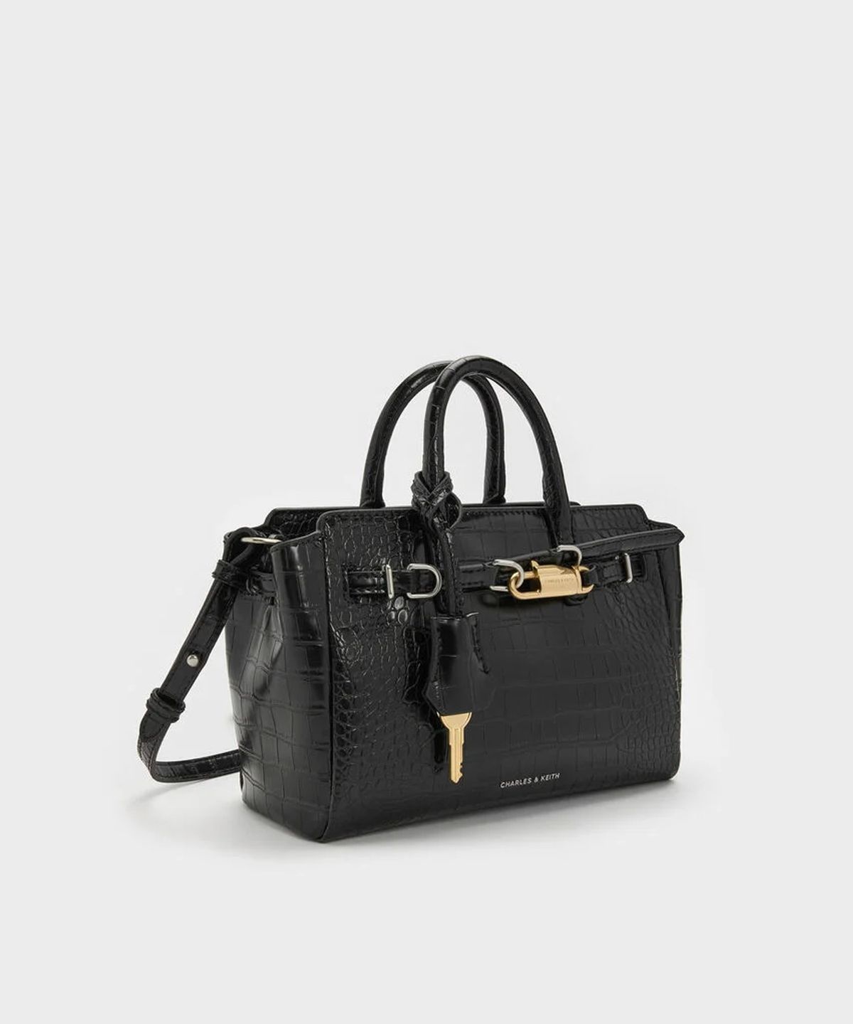 찰스앤키스(CHARLES & KEITH) 미니 델피나 크로코 이펙트 벨티드 토트백 CK2-30271702-1