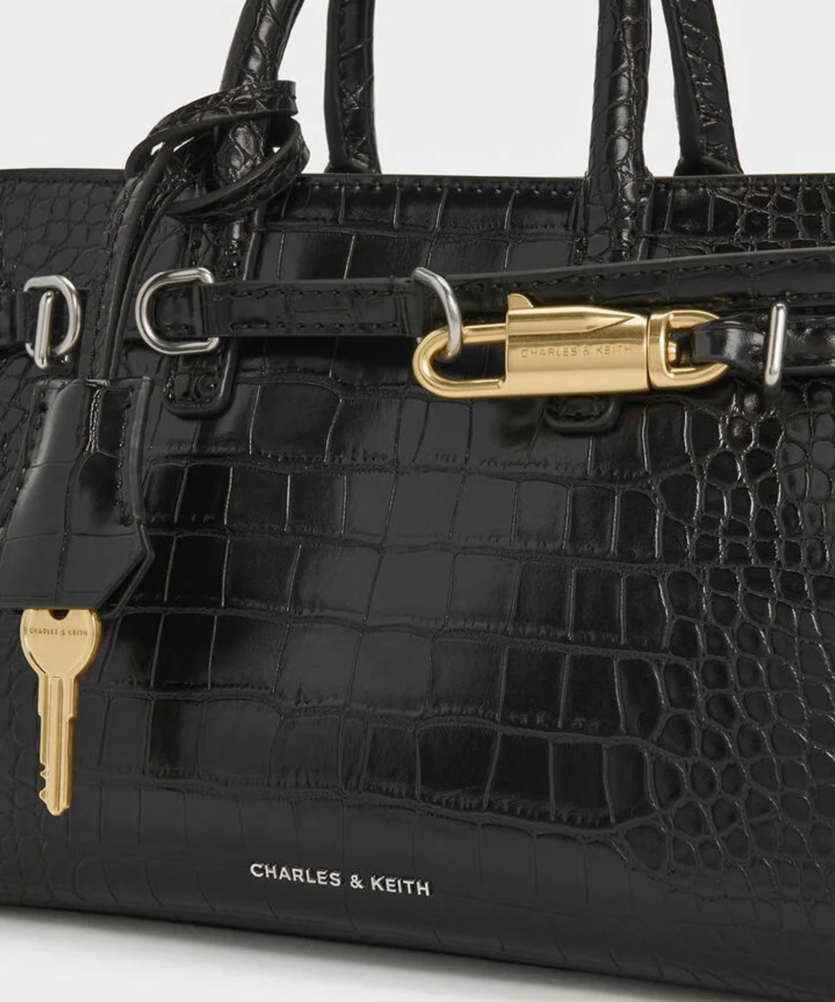 찰스앤키스(CHARLES & KEITH) 미니 델피나 크로코 이펙트 벨티드 토트백 CK2-30271702-1