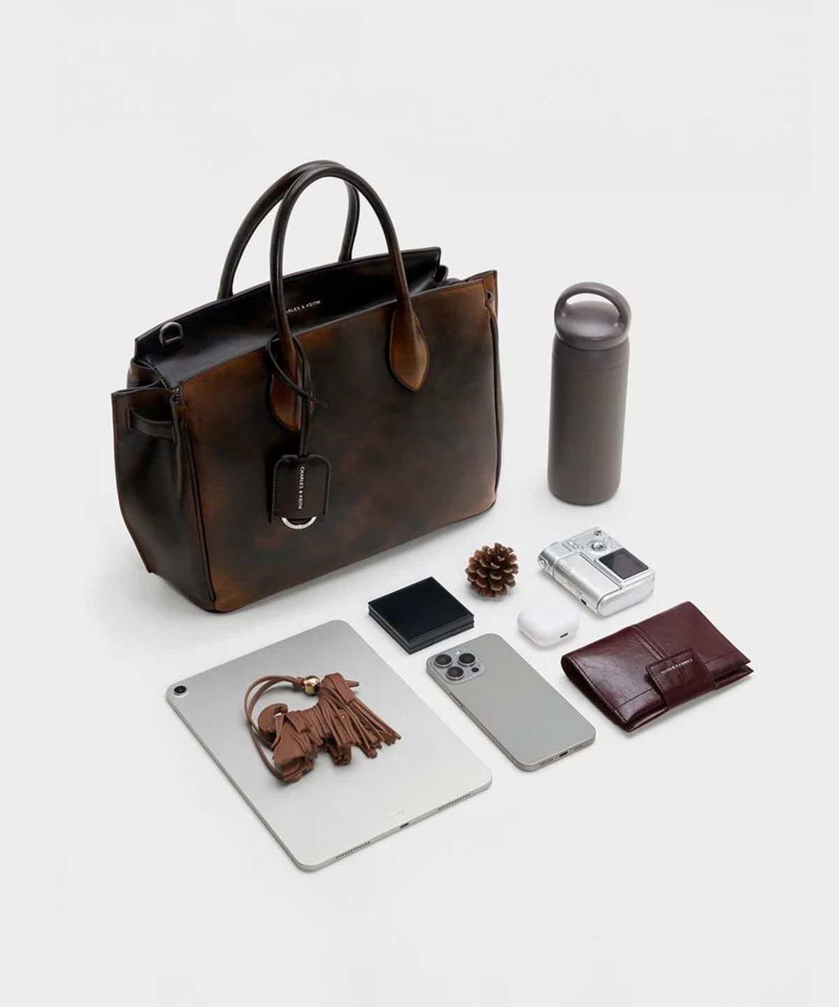 찰스앤키스(CHARLES & KEITH) 라지 지네브라 토트백 브라운 CK2-30782933-A