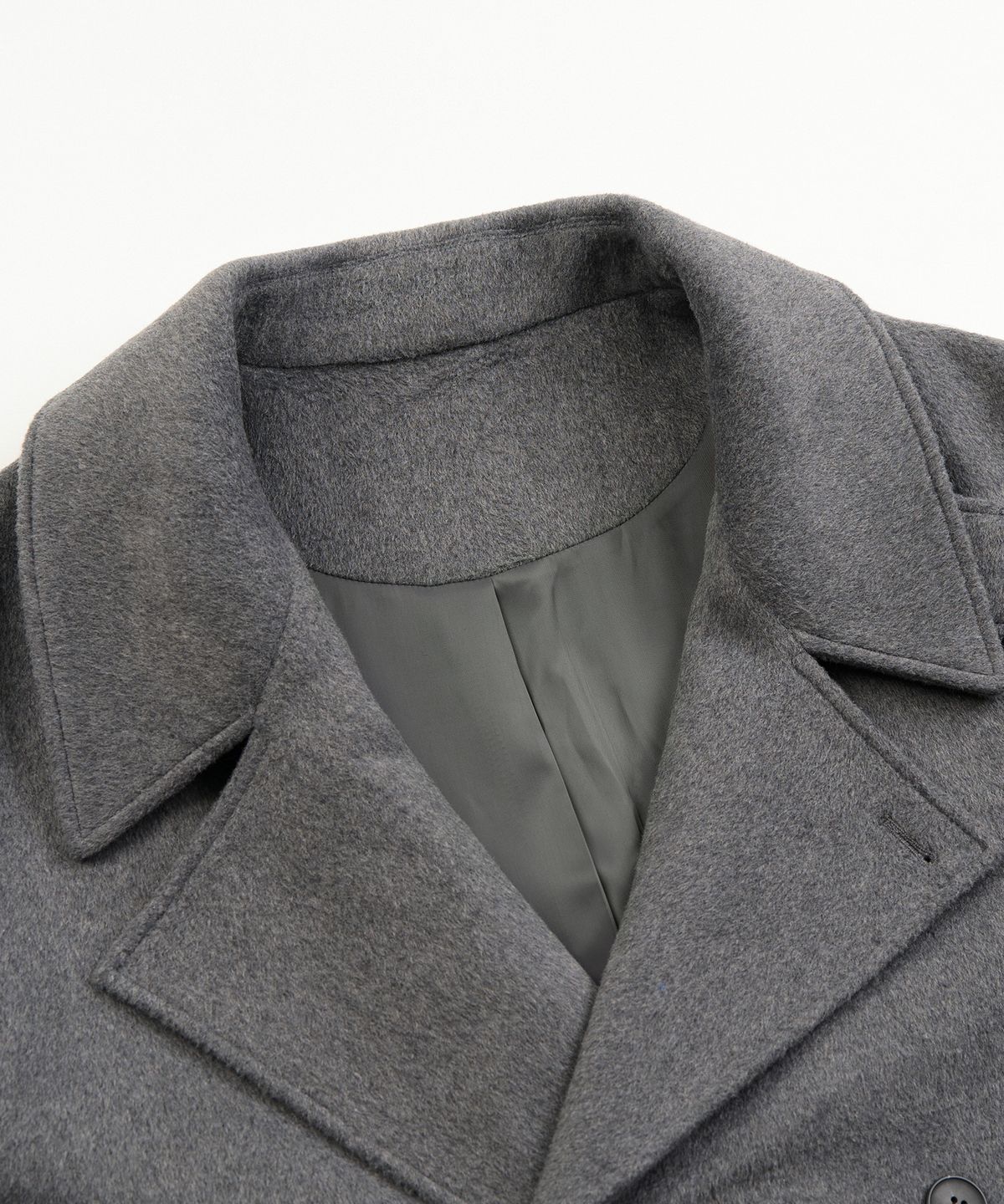엑스컨테이너(EXCONTAINER) 더블 브레스티드 하프 코트 (GREY)