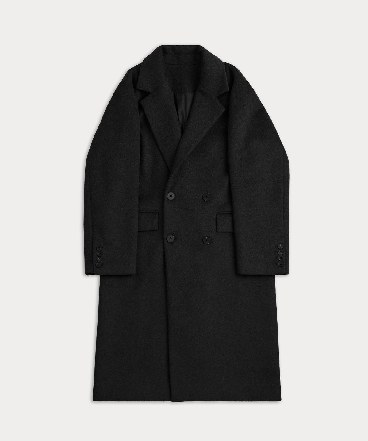 엑스컨테이너(EXCONTAINER) 테일러드 더블 롱 코트 (BLACK)