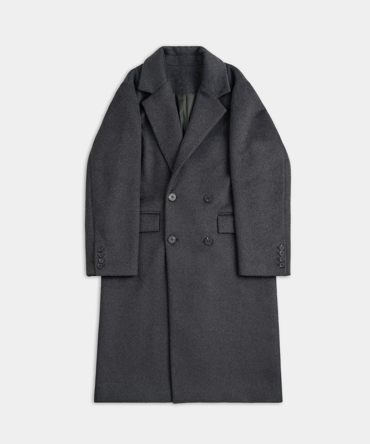 엑스컨테이너(EXCONTAINER) 테일러드 더블 롱 코트 (CHARCOAL)