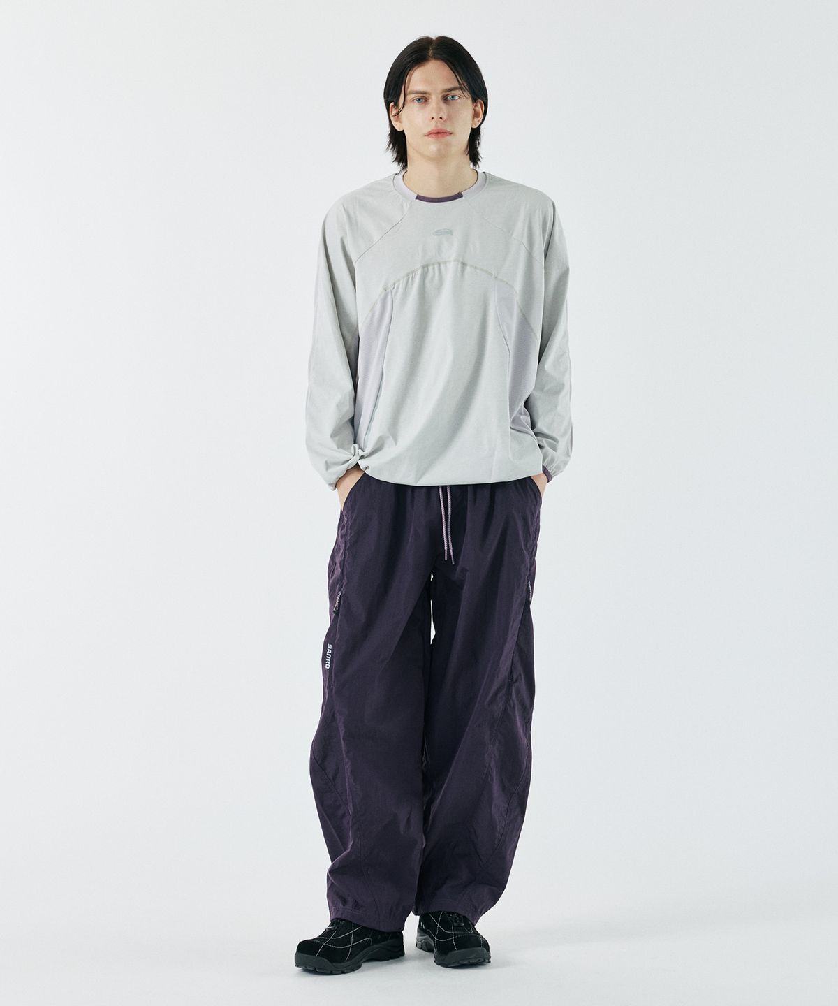 산로(SANRO) [UNISEX] 퀵드라이 리플렉티브 프린트 풀오버 티 - 아이스그레이