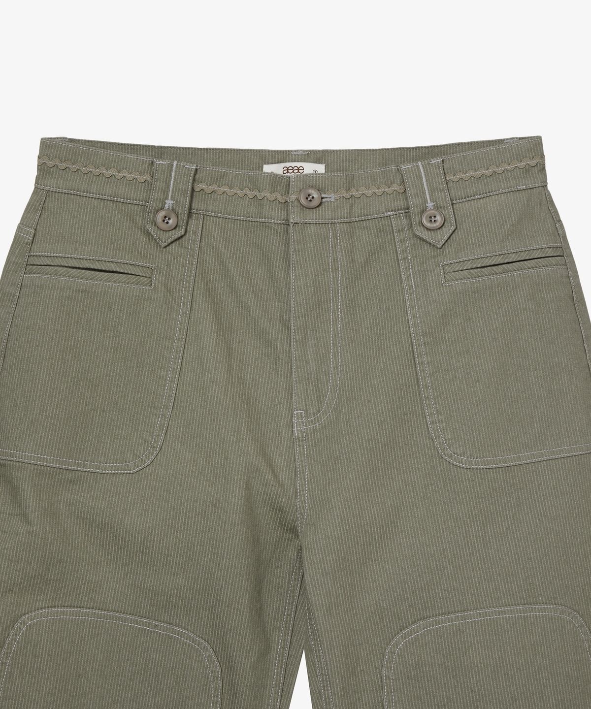에이이에이이(AEAE) STRIPE WORK PANTS [OLIVE]
