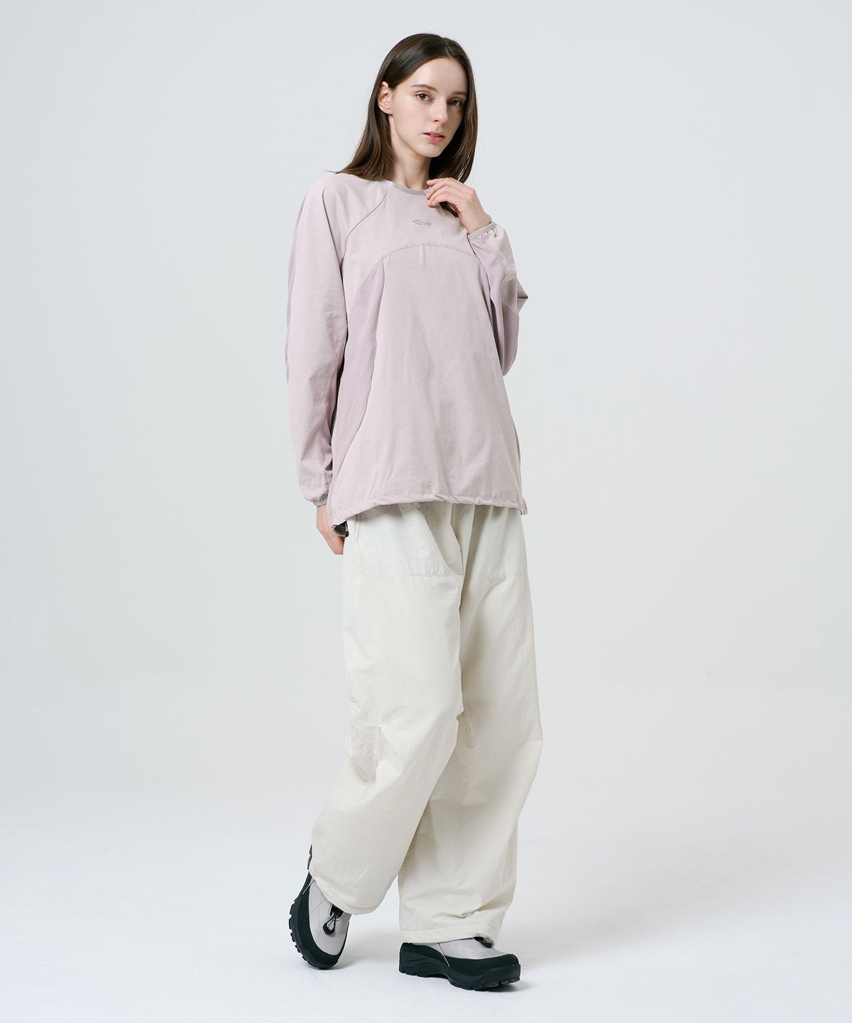 산로(SANRO) [UNISEX] 퀵드라이 리플렉티브 프린트 풀오버 티 - 인디핑크