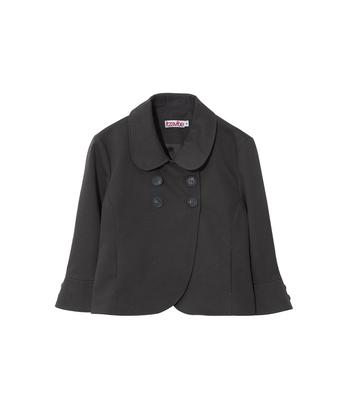 잇자바이브(ITZAVIBE) DOUBLE BUTTON COLLAR JACKET - CHARCOAL