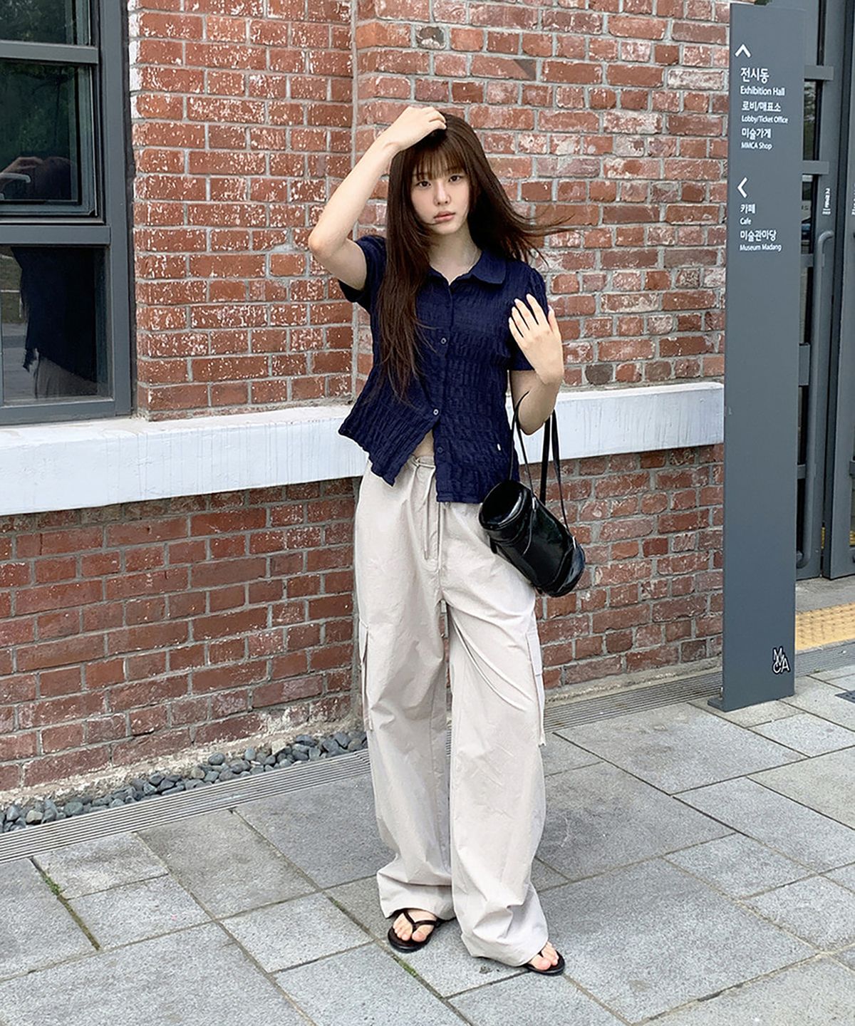 그노노이(GNOHNOEY) 스트링 포켓 와이드팬츠 (Beige)