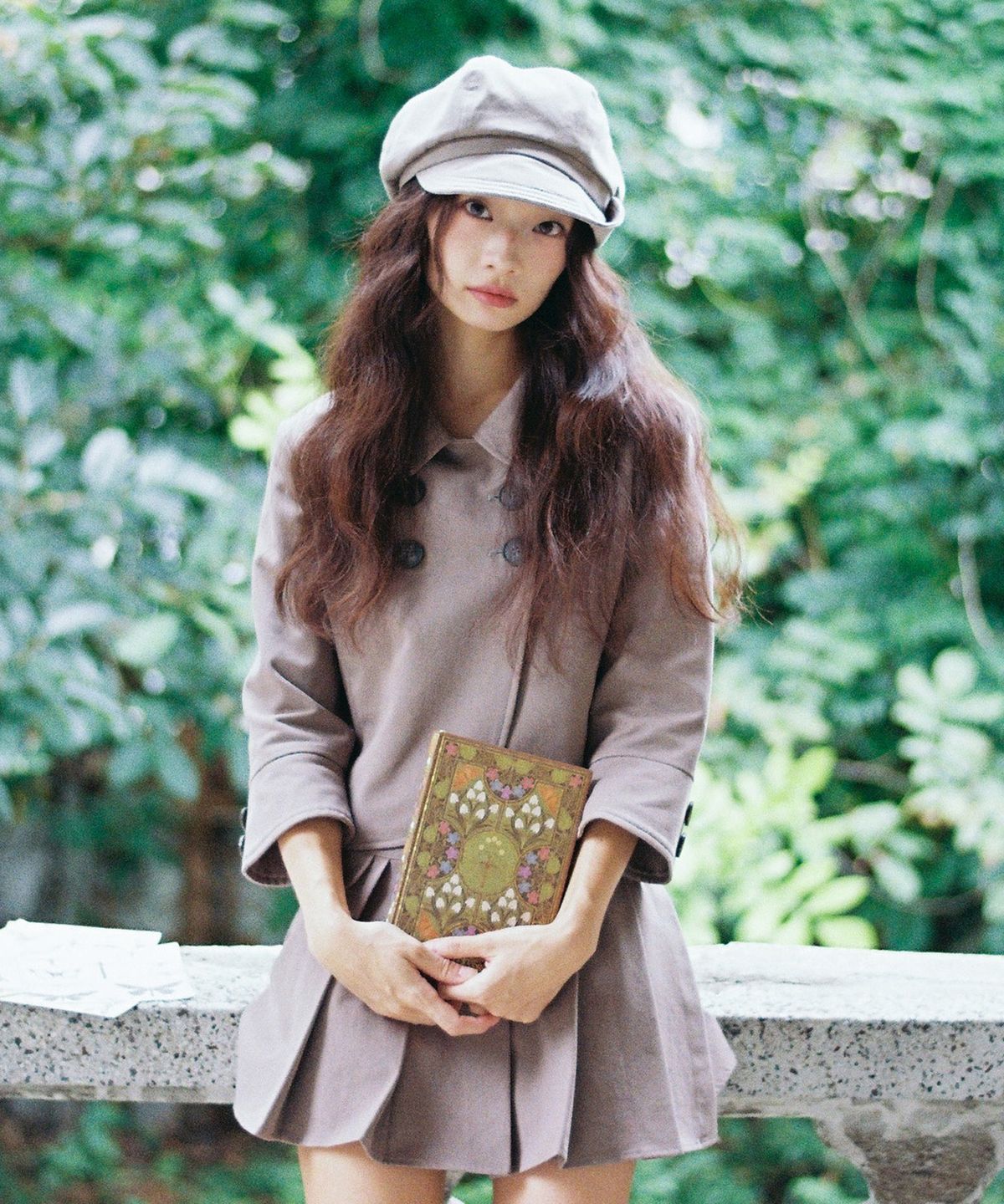 잇자바이브(ITZAVIBE) DOUBLE BUTTON COLLAR JACKET - TAUPE GRAY