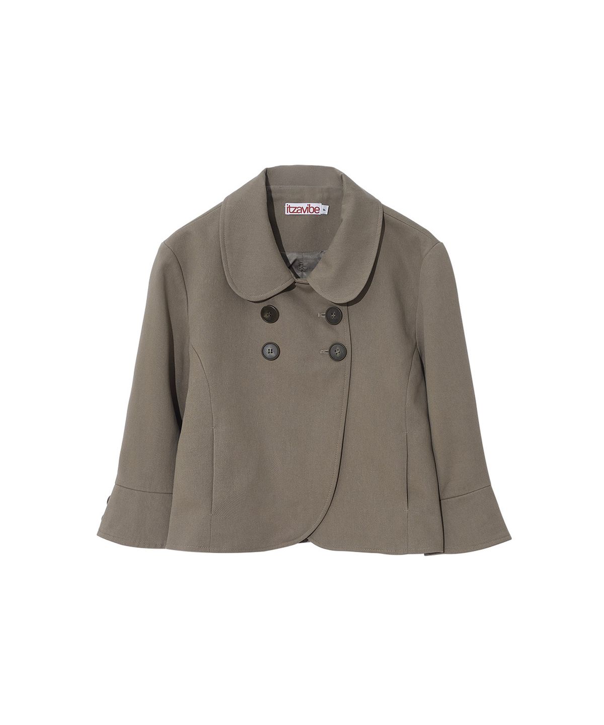 잇자바이브(ITZAVIBE) DOUBLE BUTTON COLLAR JACKET - TAUPE GRAY