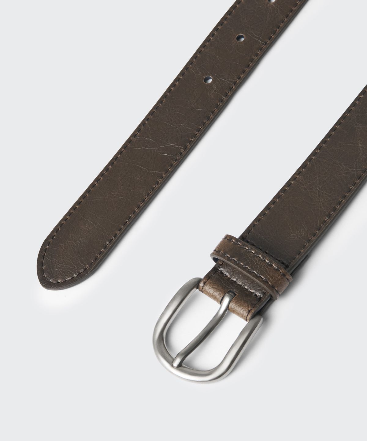 무신사 스탠다드(MUSINSA STANDARD) 크랙 풀업 레더 벨트_30mm [브라운/실버]