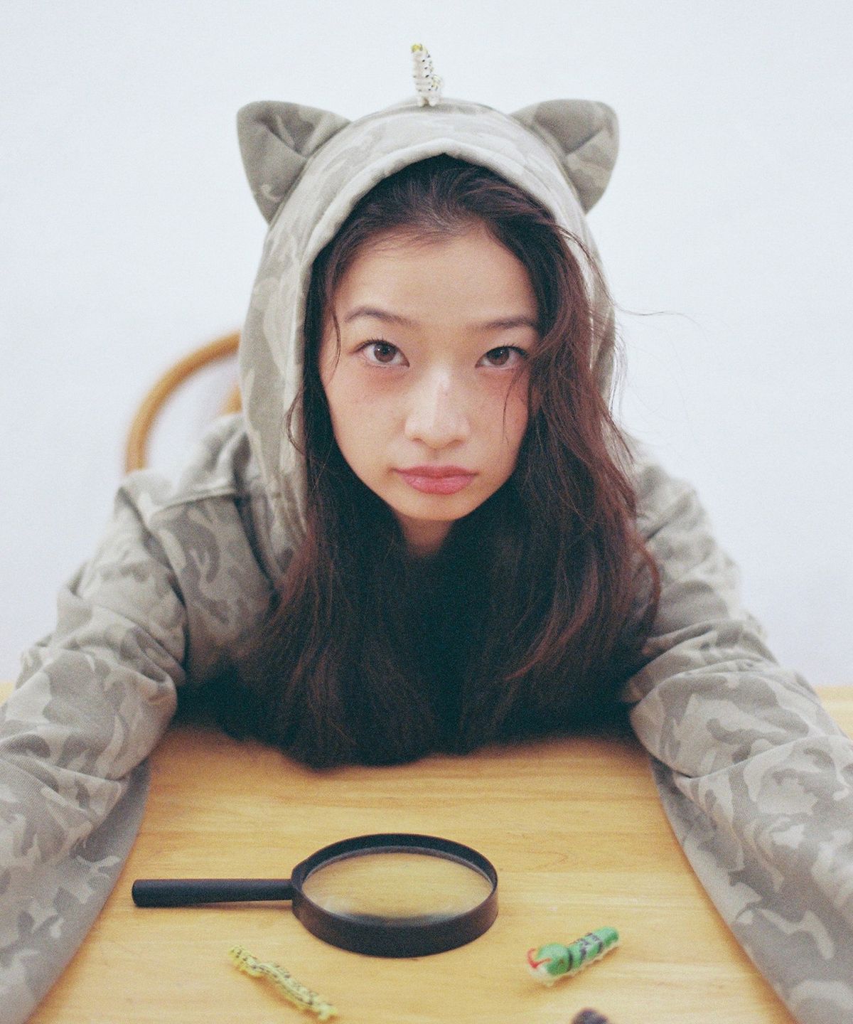 잇자바이브(ITZAVIBE) M3OW CAT EAR HOODIE ZIP UP - CAMO