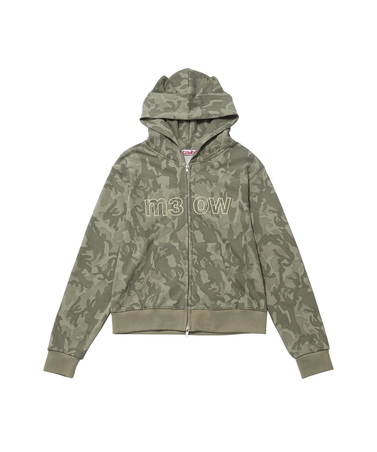 잇자바이브(ITZAVIBE) M3OW CAT EAR HOODIE ZIP UP - CAMO