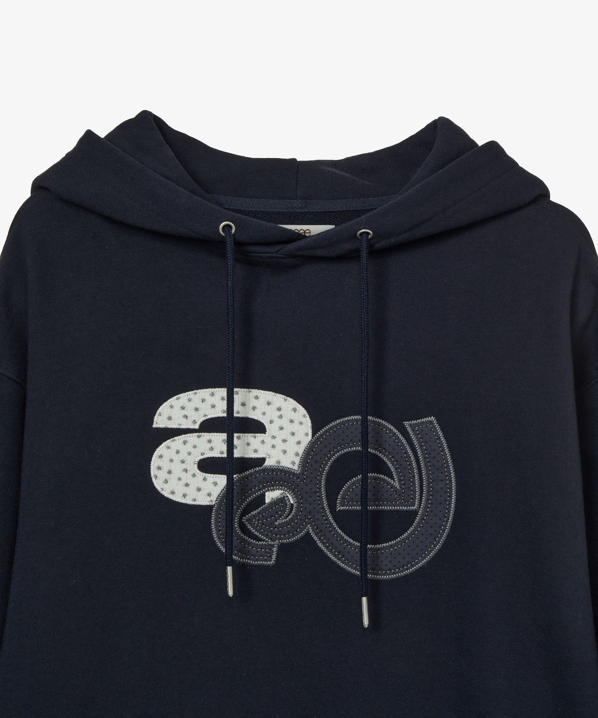 에이이에이이(AEAE) APPLIQUE FLOWER LOGO HOODIE [NAVY]