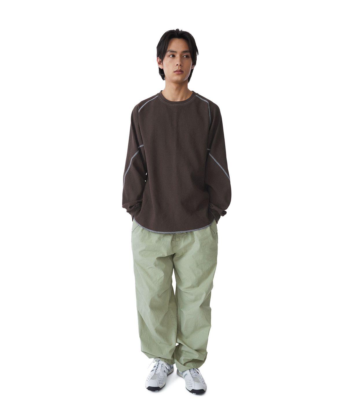 썬러브투어(SUNLOVETOUR) Aero Waffle LS Tee Light Olive