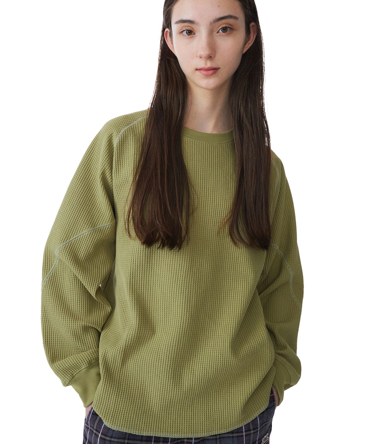 썬러브투어(SUNLOVETOUR) Aero Waffle LS Tee Light Olive