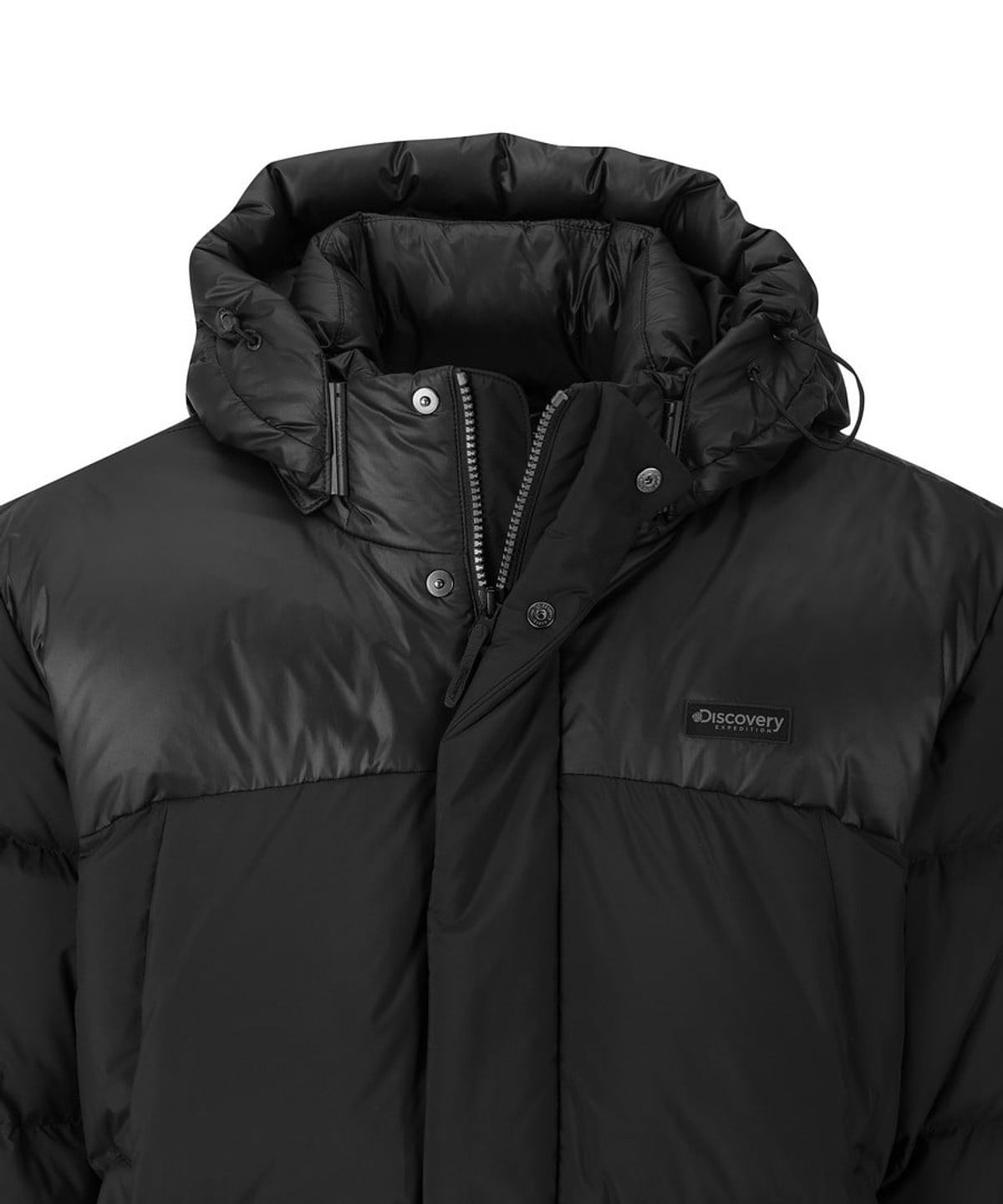 디스커버리 익스페디션(DISCOVERY EXPEDITION) 남성 베른 하이브리드 구스다운 숏패딩 (BLACK)