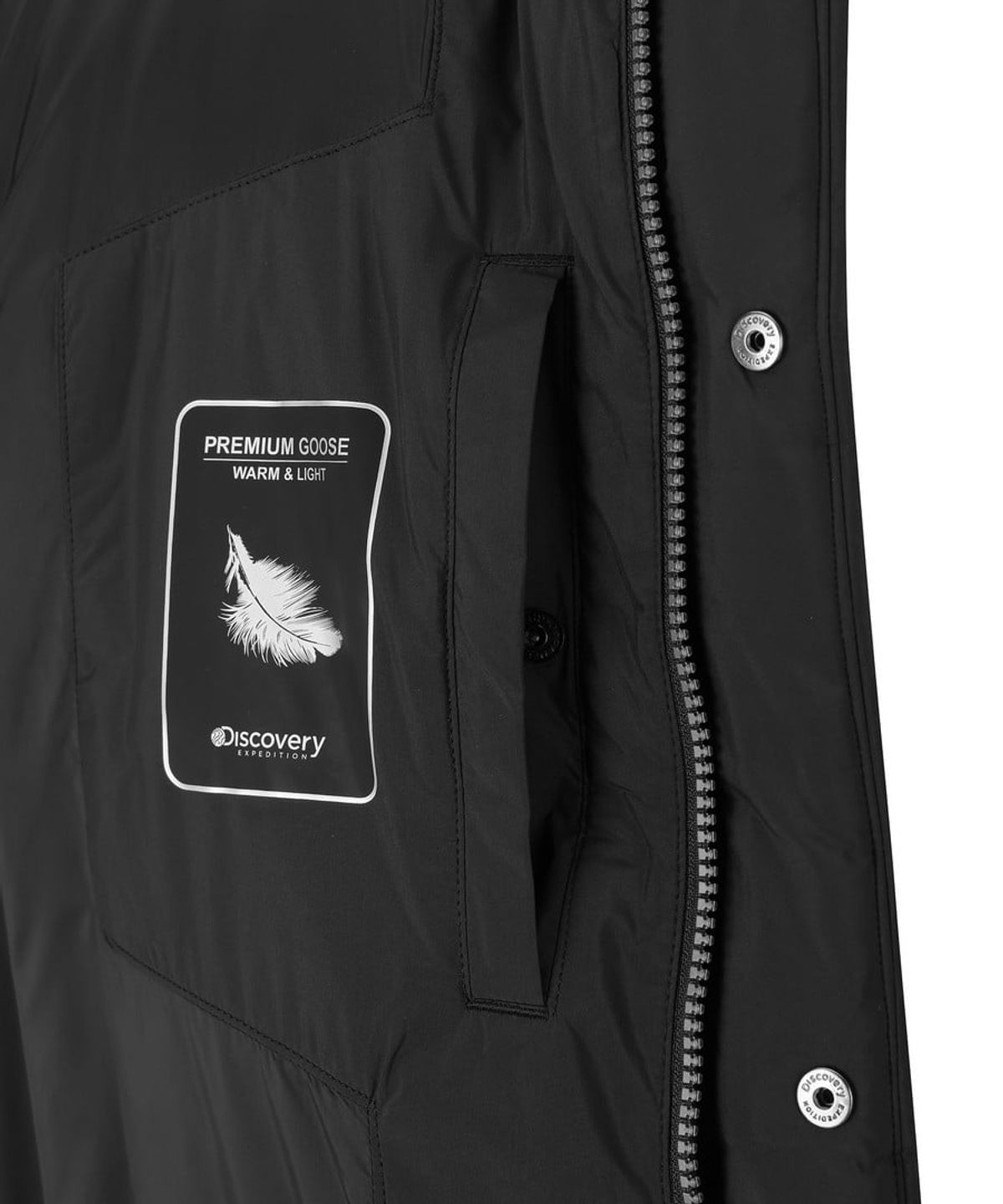 디스커버리 익스페디션(DISCOVERY EXPEDITION) 남성 베른 하이브리드 구스다운 숏패딩 (BLACK)