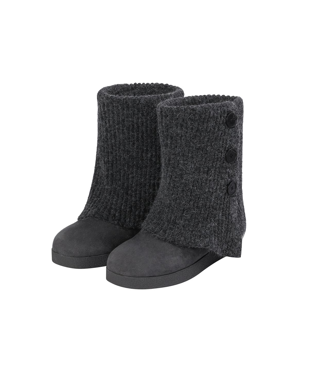 미세키서울(MISEKI SEOUL) Button knit Warmer Boots CHARCOAL