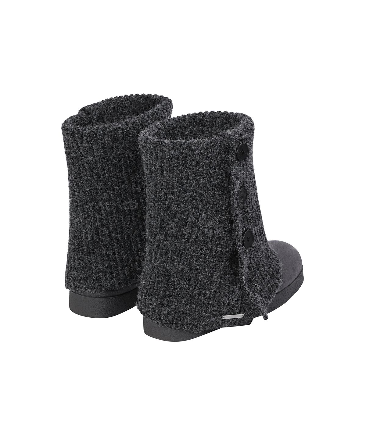 미세키서울(MISEKI SEOUL) Button knit Warmer Boots CHARCOAL