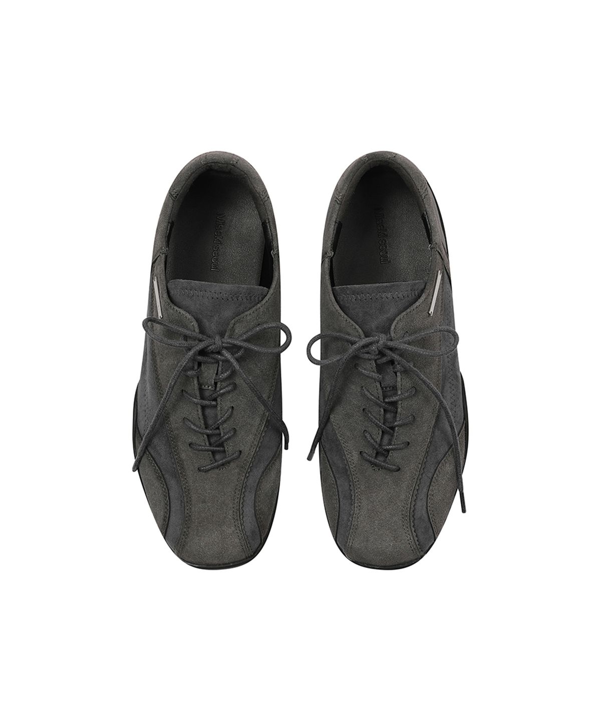 미세키서울(MISEKI SEOUL) Diagonal suede sneakers CHARCOAL