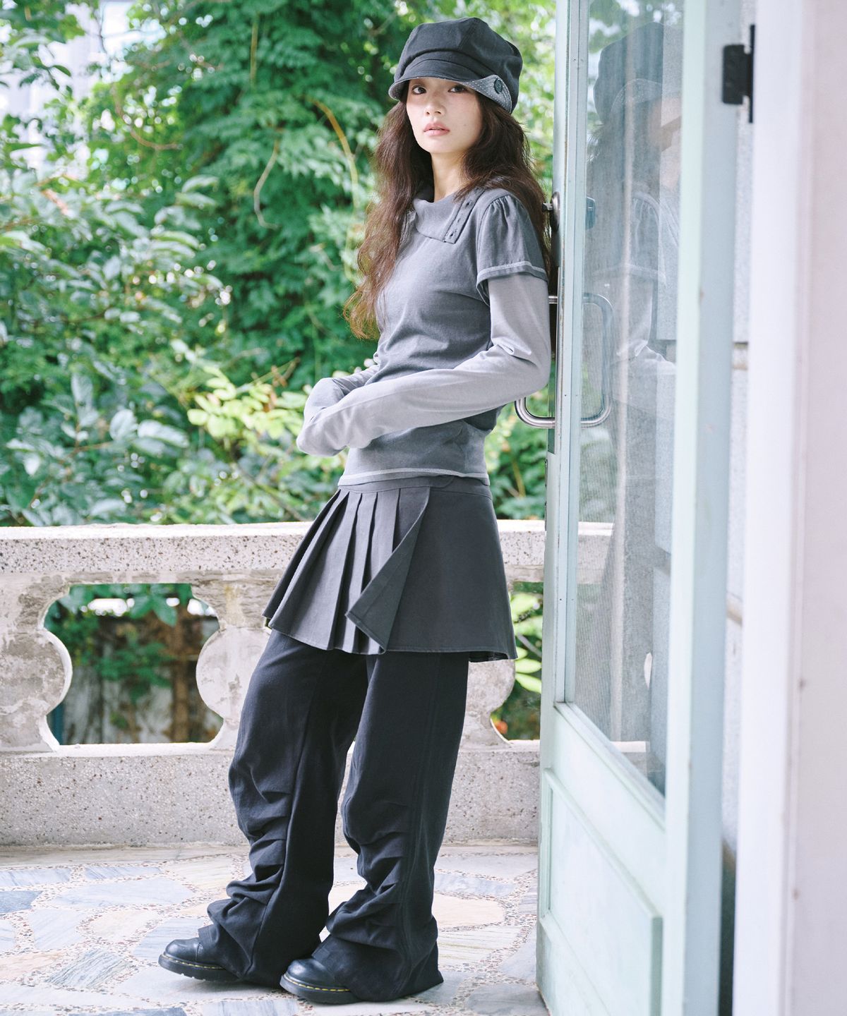 잇자바이브(ITZAVIBE) FOLDING SHIRRING PANTS - BLACK