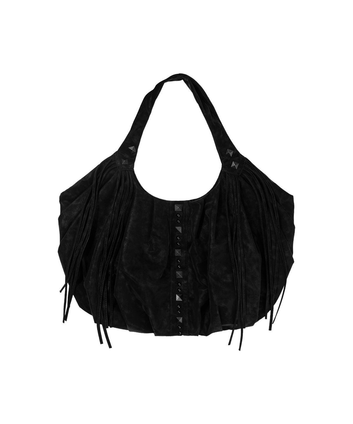 팬시클럽(FANCY CLUB) 드레이프 프린지 호보백 (BLACK) F26ZE405