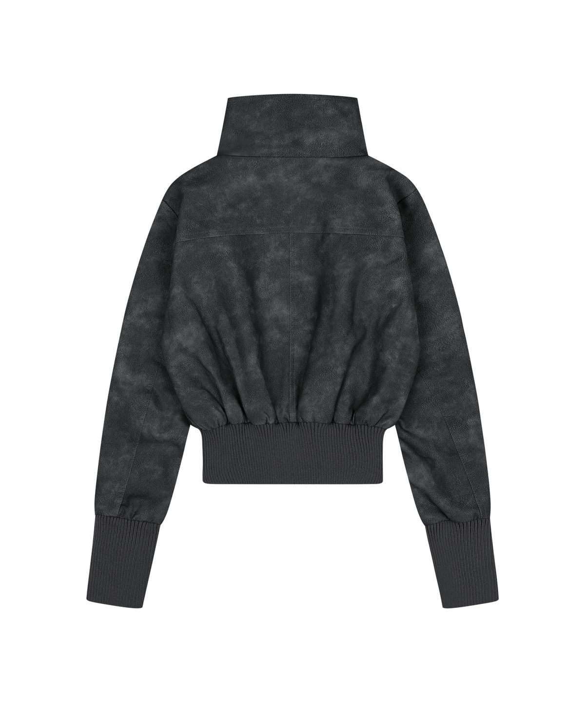팬시클럽(FANCY CLUB) 하이넥 리브드 레더 자켓 (CHARCOAL) F26ZA506