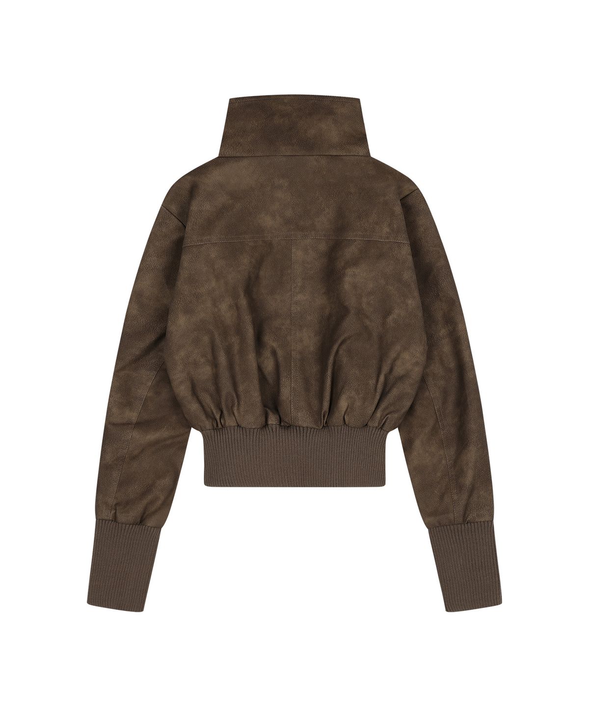 팬시클럽(FANCY CLUB) 하이넥 리브드 레더 자켓 (BROWN) F26ZA506