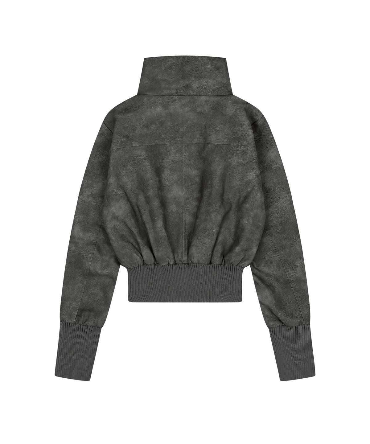 팬시클럽(FANCY CLUB) 하이넥 리브드 레더 자켓 (LIGHT GRAY) F26ZA506