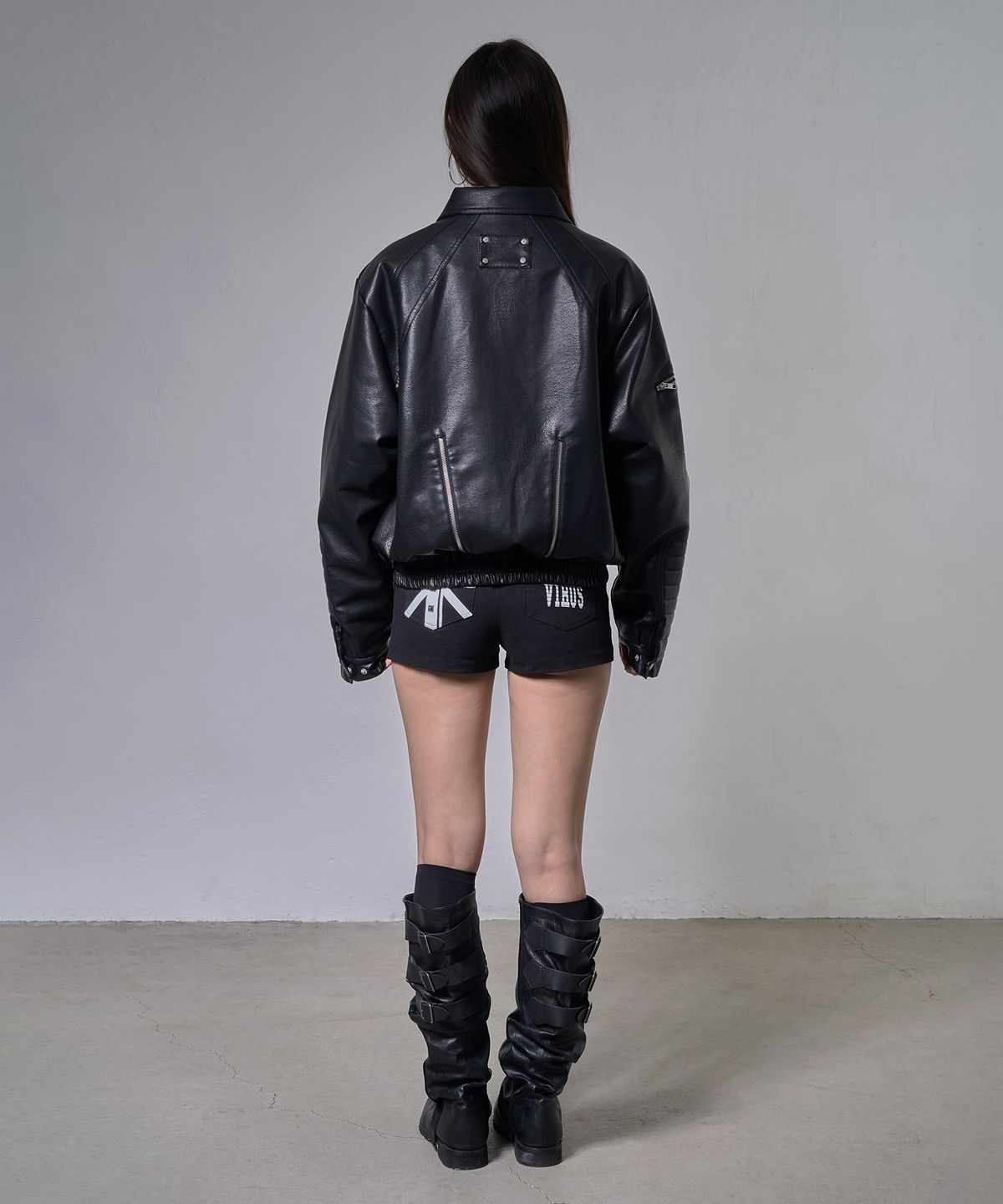 팬시클럽(FANCY CLUB) 레이서 레더 자켓 (BLACK) F26ZA507