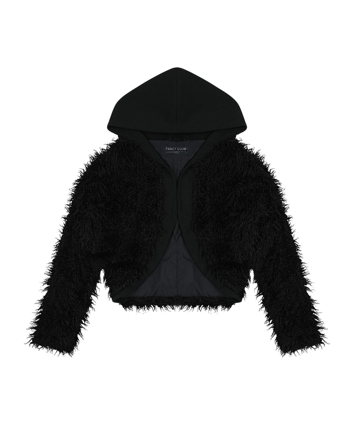 팬시클럽(FANCY CLUB) 리브드 후드 퍼 가디건 (BLACK) F26ZA504