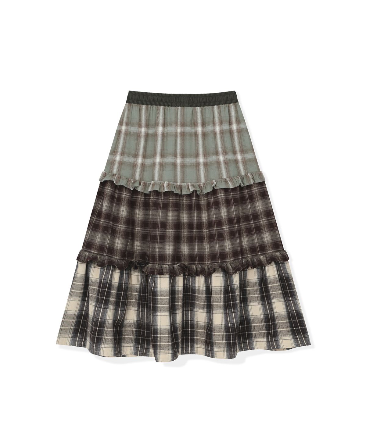 썬러브투어(SUNLOVETOUR) W Frill Flannel Long Skirt Green