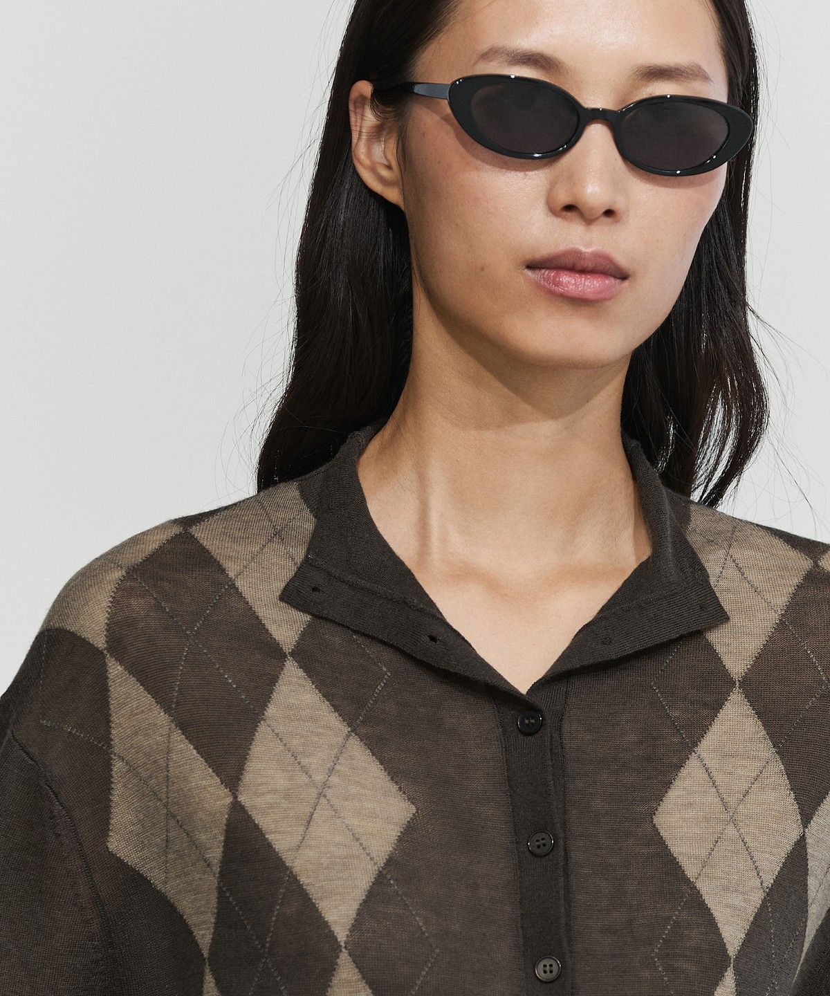 마시모두띠(MASSIMO DUTTI) 100% 울 아가일 니트 가디건