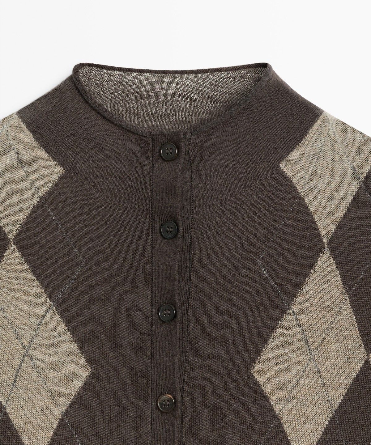 마시모두띠(MASSIMO DUTTI) 100% 울 아가일 니트 가디건