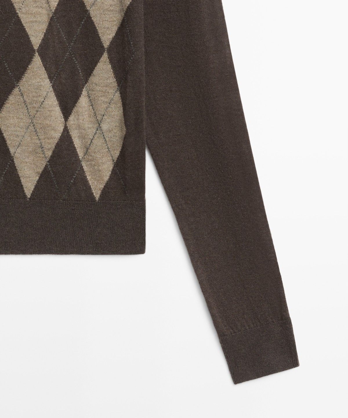 마시모두띠(MASSIMO DUTTI) 100% 울 아가일 니트 가디건