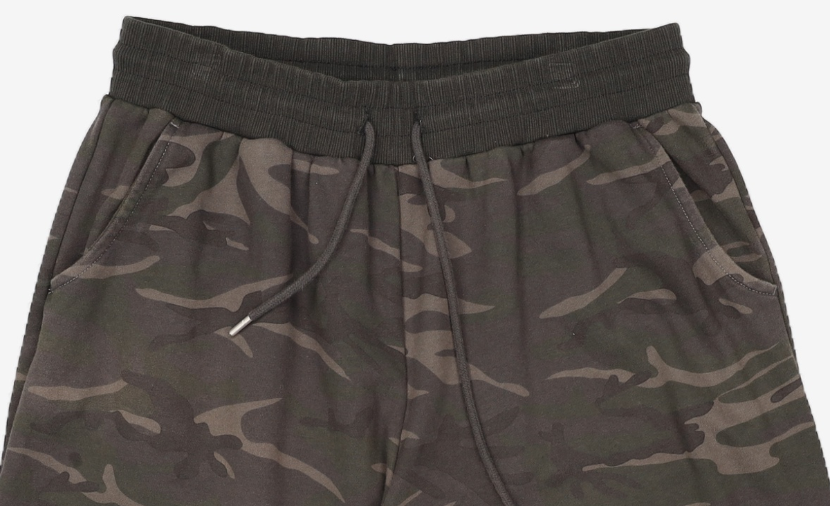 엑스컨테이너(EXCONTAINER) 빈티지 카모 버뮤다 스웻 팬츠 (DEEP KHAKI) XL
