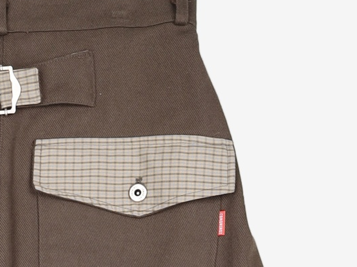 꼬모니노즈(COMONINOZ) W POCKET CHECK PANTS [BROWN] OSS
