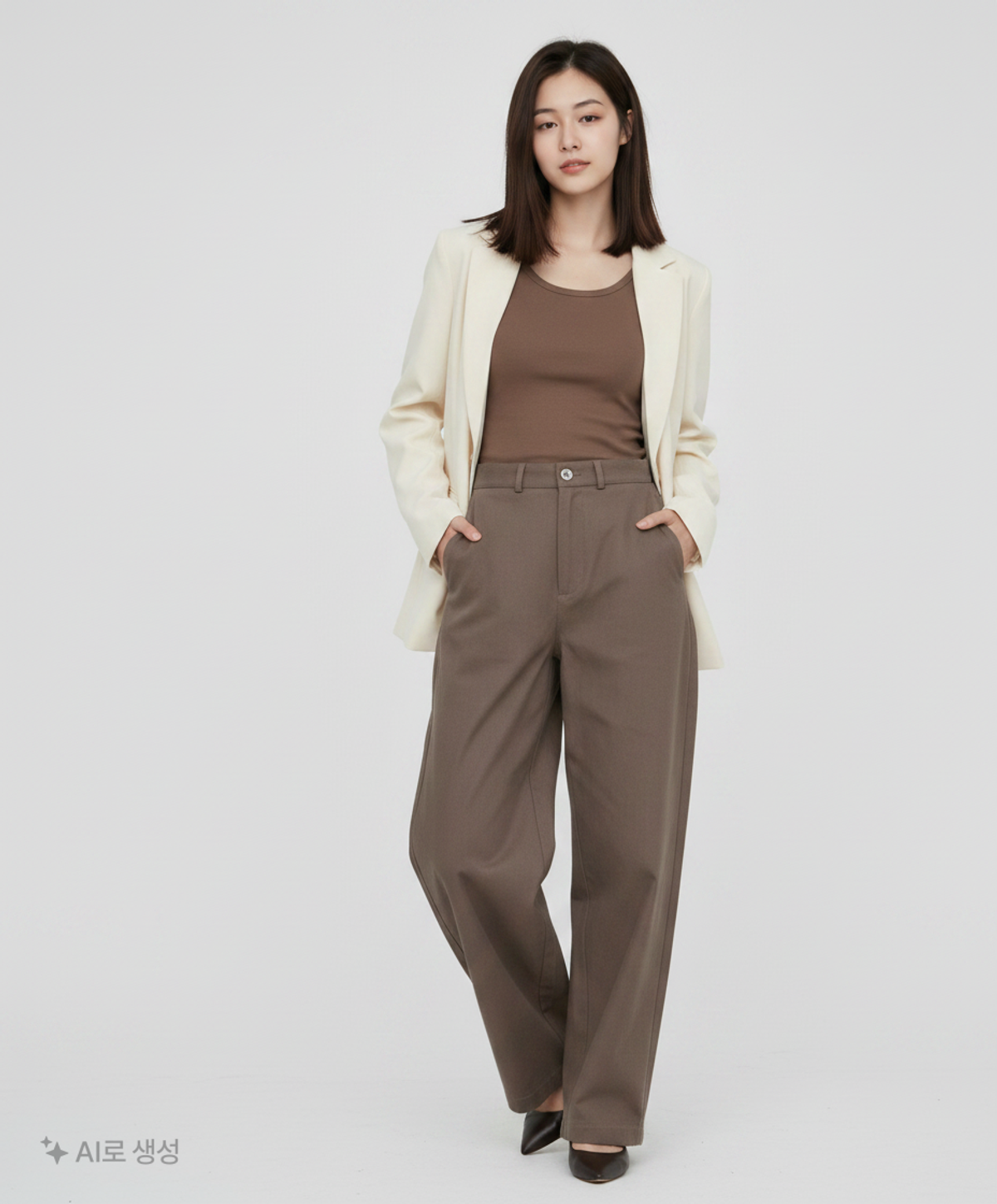 꼬모니노즈(COMONINOZ) W POCKET CHECK PANTS [BROWN] OSS