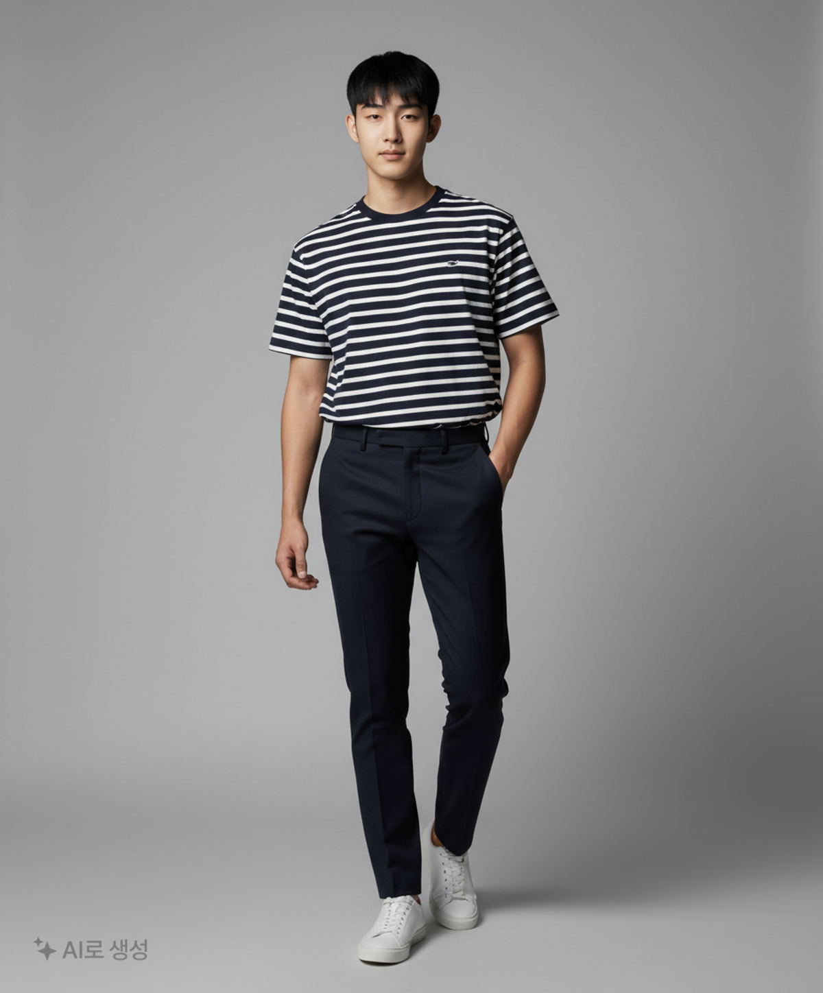 네이더스(NEITHERS) BASIC STRIPE S/S T-SHIRT (CHARCOAL STRIPE) 3