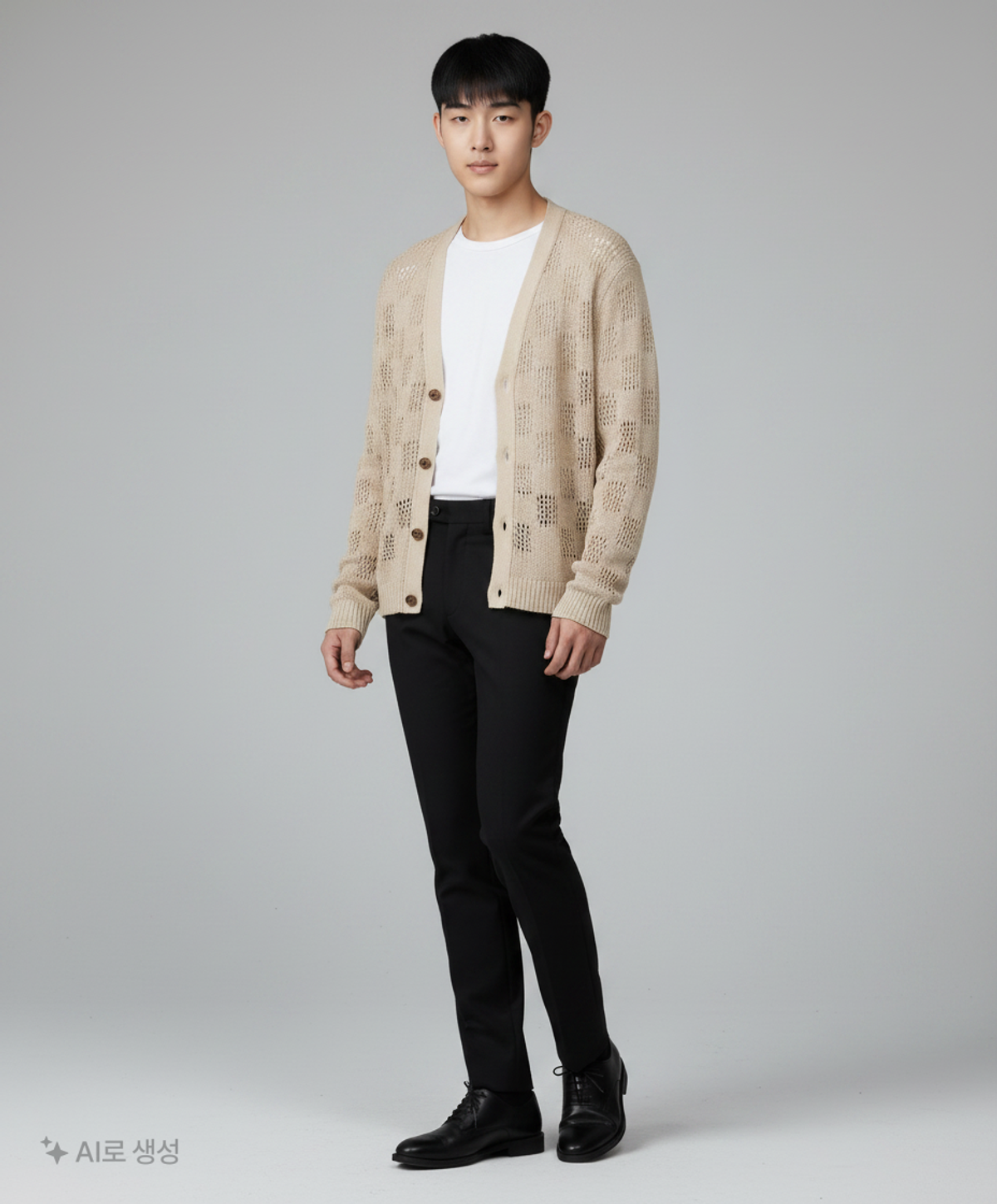 유스(YOUTH) Oversized Meshed Cardigan-Khaki M