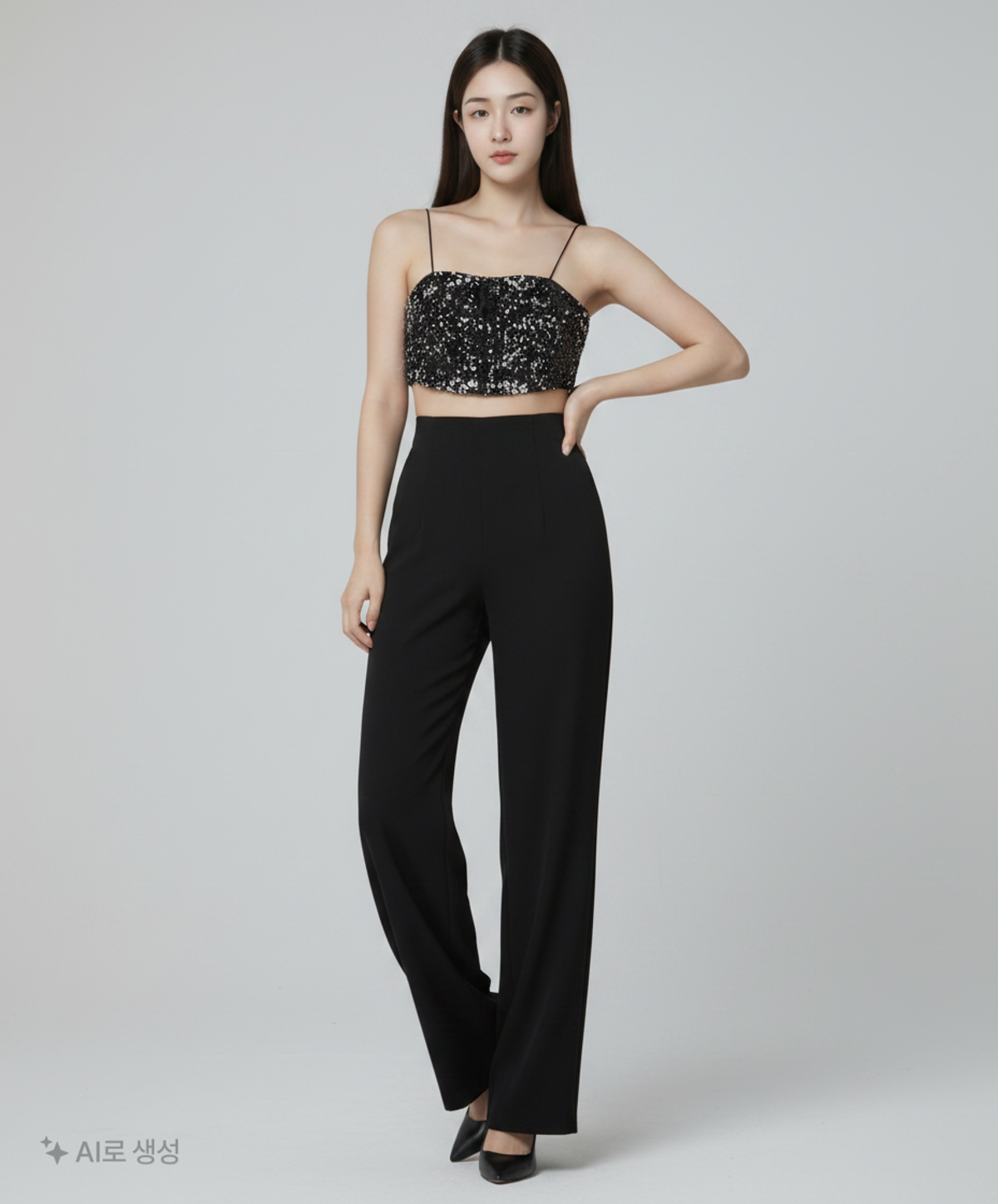 룩캐스트(LOOKAST) 로사 스팽글 뷔스티에_블랙 / ROSA SPANGLE BUSTIER_BLACK M