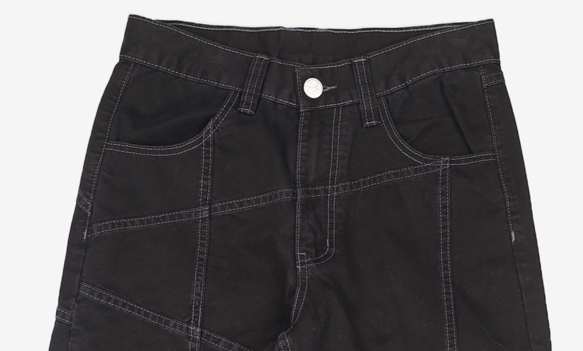 노매뉴얼(NOMANUAL) DIAGONAL LINE PANTS - WASHED BLACK S