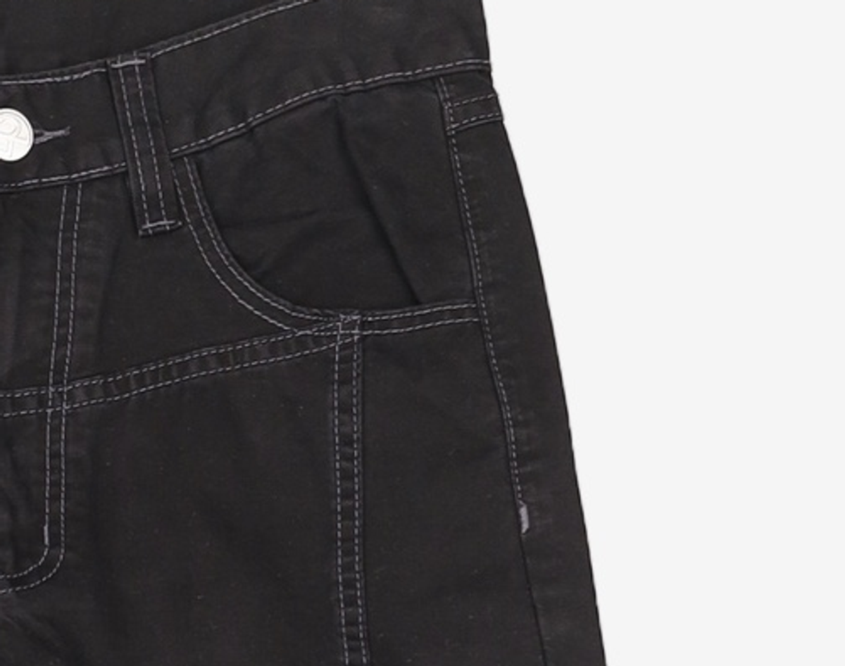 노매뉴얼(NOMANUAL) DIAGONAL LINE PANTS - WASHED BLACK S